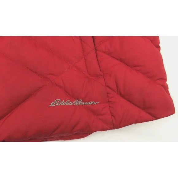 Eddie Bauer Down Quilted Red Womens Full Zip Puffer Gilet Vest Jacket S - Picture 2 of 8